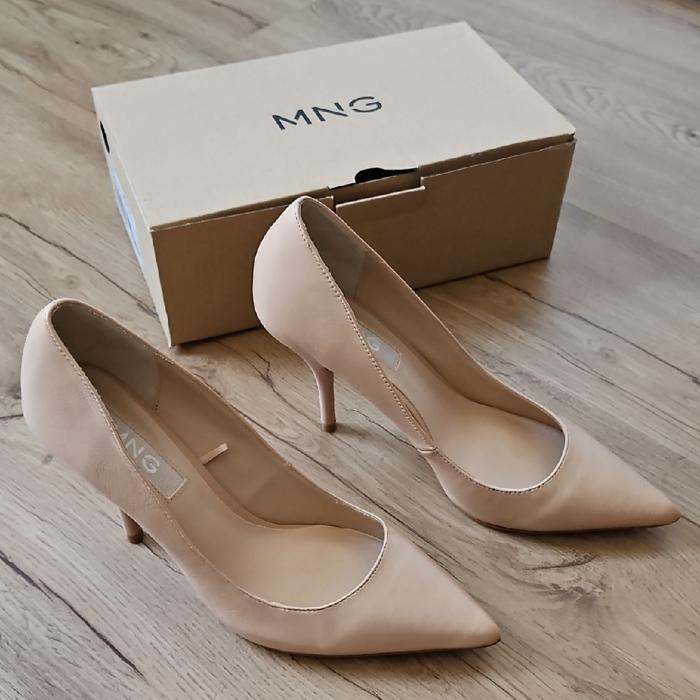 Mango Elegant Beige Pointed Toe Heels